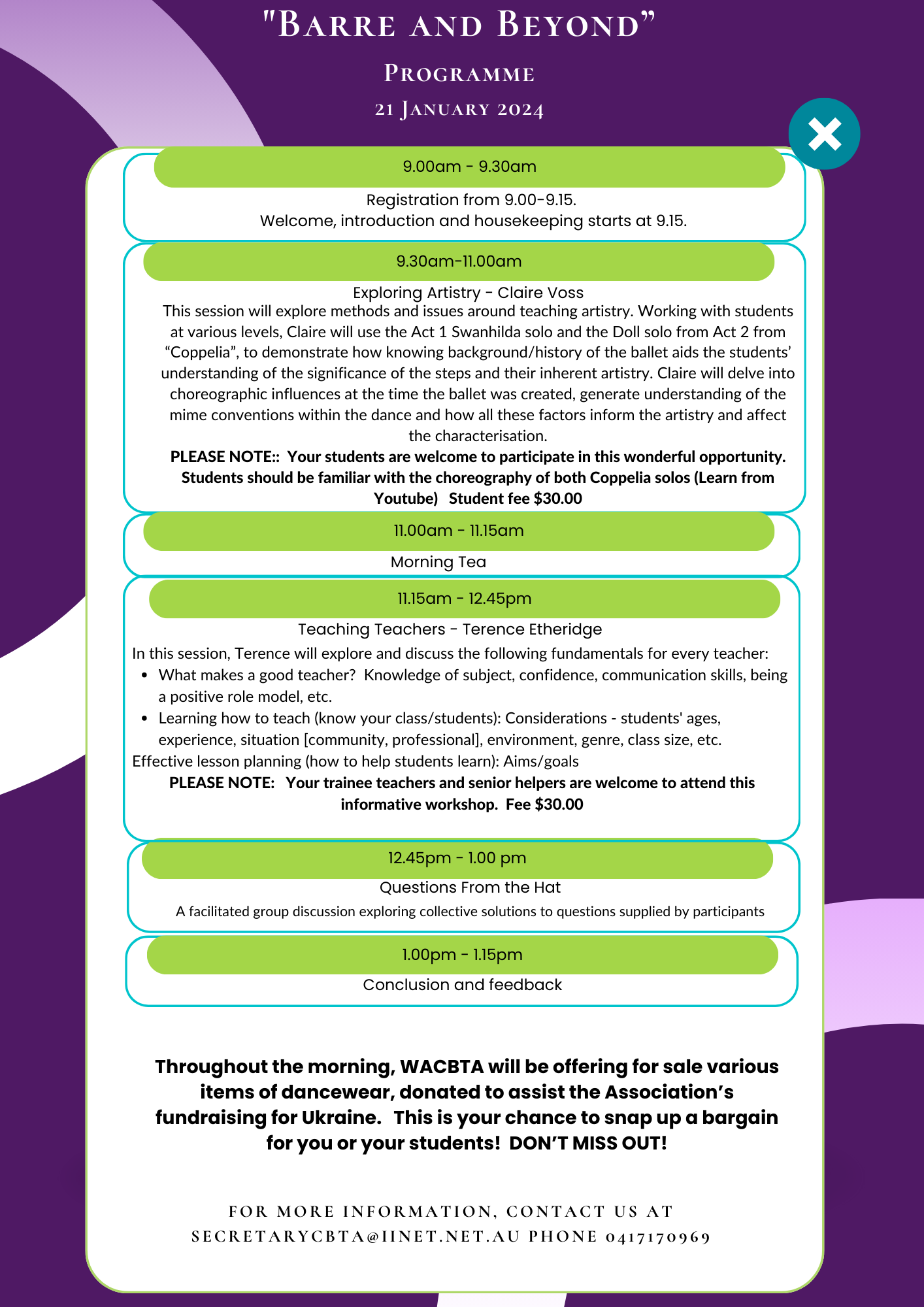 “Barre and Beyond” Session 1 – “Exploring Artistry” and “Teaching Teachers” (Half Day)